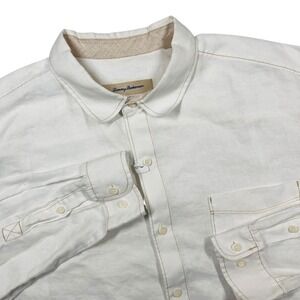 Tommy Bahama Linen Button Down Shirt Mens XL White Long Sleeve Relaxed Beach